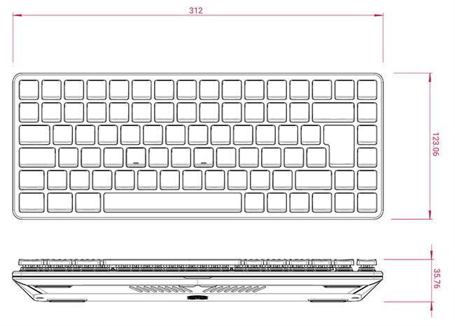Mechanical Drawing - Raspberry Pi 500+ Premium Desktop Computers